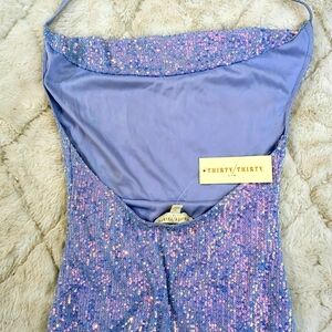 Thirty/Thirty Brand NWT Women's Blue Sequin Mini Halter Top Party Dress Size S